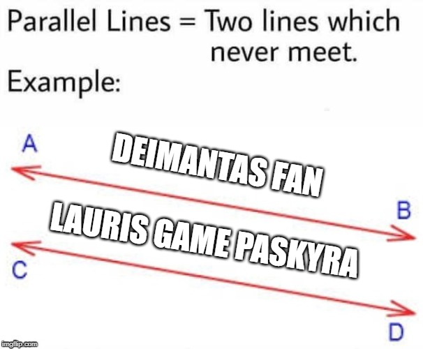Parallel Lines | DEIMANTAS FAN; LAURIS GAME PASKYRA | image tagged in parallel lines | made w/ Imgflip meme maker