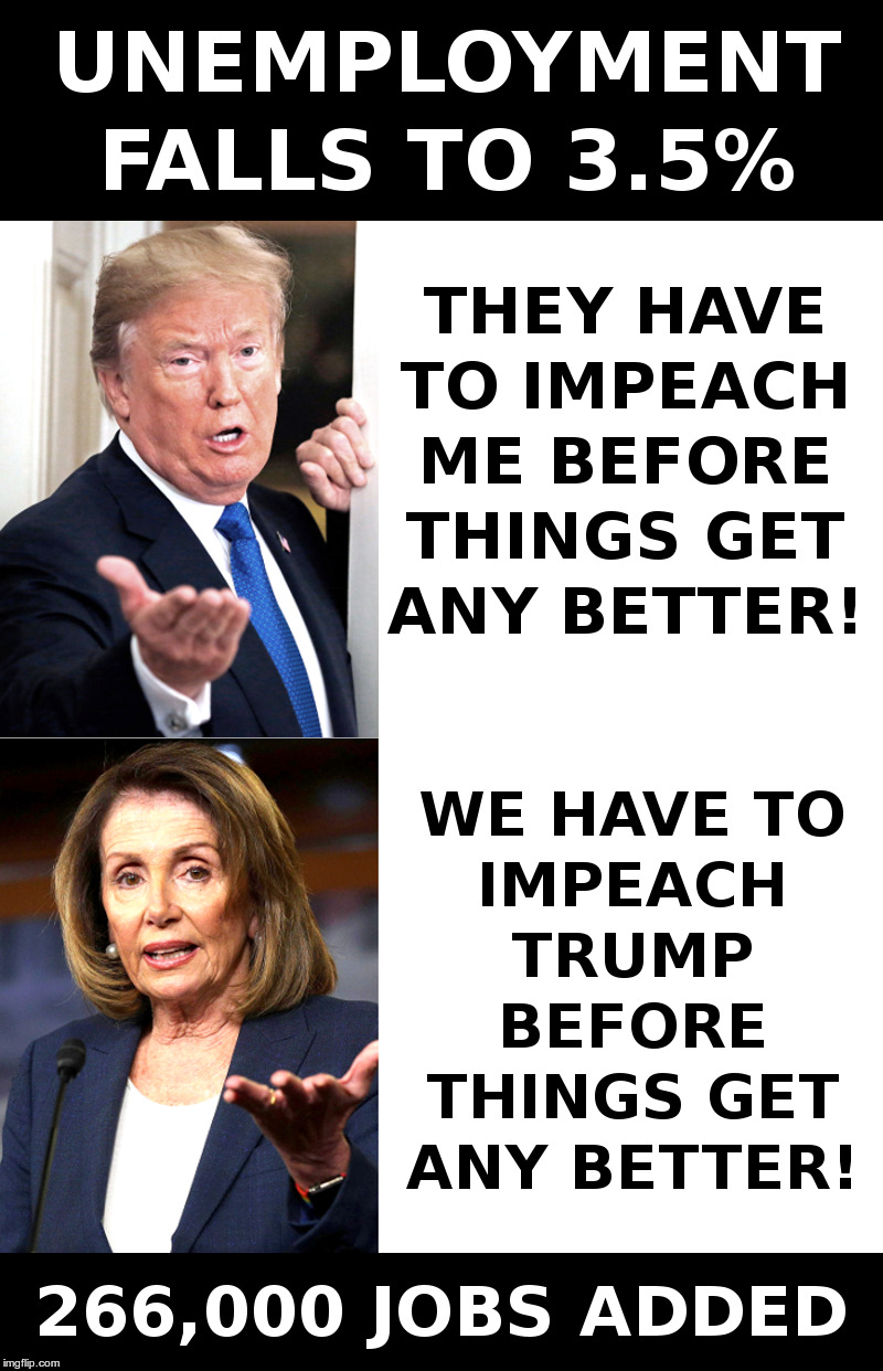The Democrats Must Impeach Trump! | image tagged in democrats,pelosi,trump,impeachment,jobs,its the economy stupid | made w/ Imgflip meme maker