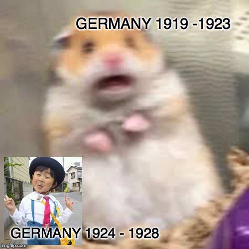 Scared Hamster | GERMANY 1919 -1923; GERMANY 1924 - 1928 | image tagged in scared hamster | made w/ Imgflip meme maker