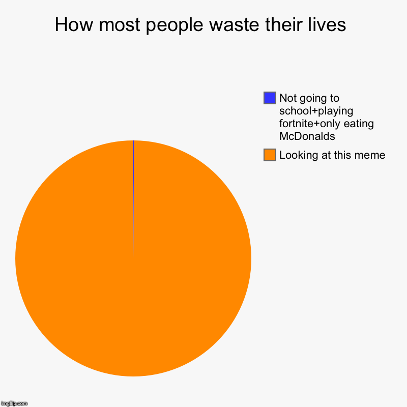 How most people waste their lives | Looking at this meme, Not going to school+playing fortnite+only eating McDonalds | image tagged in charts,pie charts | made w/ Imgflip chart maker