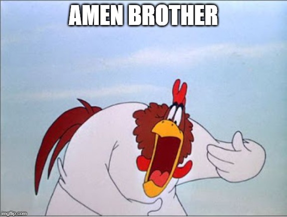 foghorn | AMEN BROTHER | image tagged in foghorn | made w/ Imgflip meme maker