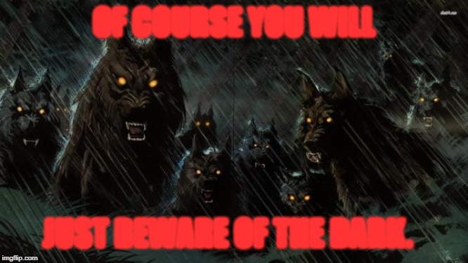 Werewolf | OF COURSE YOU WILL JUST BEWARE OF THE DARK. | image tagged in werewolf | made w/ Imgflip meme maker