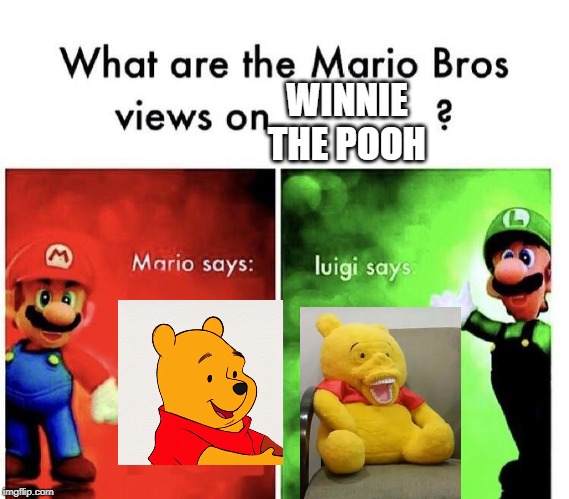 Mario Bros view on Winnie The Pooh | WINNIE THE POOH | image tagged in mario bros views | made w/ Imgflip meme maker