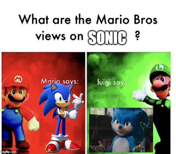 Mario Bros view on Sonic | SONIC | image tagged in mario bros views | made w/ Imgflip meme maker