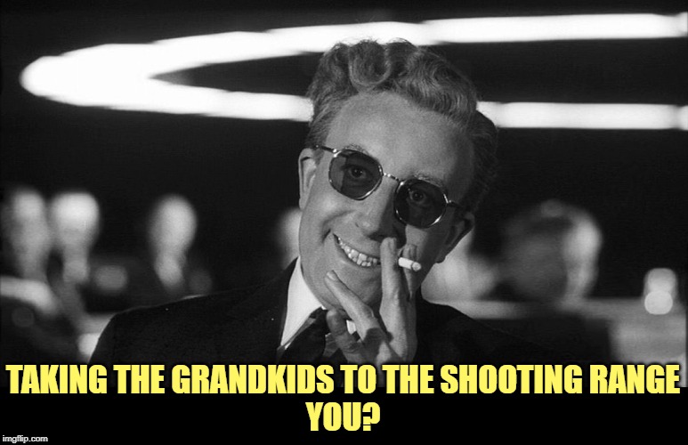 Doctor Strangelove says... | TAKING THE GRANDKIDS TO THE SHOOTING RANGE
YOU? | image tagged in doctor strangelove says | made w/ Imgflip meme maker