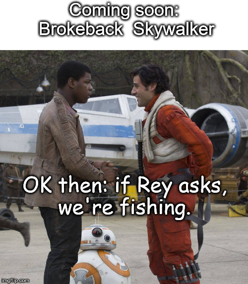 Thanks Disney | Coming soon: 

Brokeback  Skywalker; OK then: if Rey asks, we're fishing. | image tagged in blank white template,the rise of skywalker,disney killed star wars | made w/ Imgflip meme maker