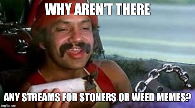 stoner | WHY AREN'T THERE; ANY STREAMS FOR STONERS OR WEED MEMES? | image tagged in stoner | made w/ Imgflip meme maker