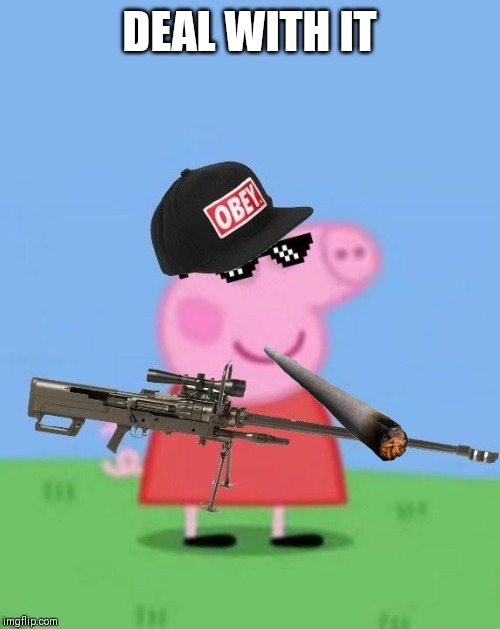 Mlg peppa pig | DEAL WITH IT | image tagged in mlg peppa pig | made w/ Imgflip meme maker