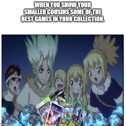Cousins | WHEN YOU SHOW YOUR SMALLER COUSINS SOME OF THE BEST GAMES IN YOUR COLLECTION. | image tagged in funny,videogames | made w/ Imgflip meme maker
