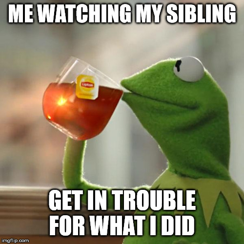 But That's None Of My Business Meme | ME WATCHING MY SIBLING; GET IN TROUBLE FOR WHAT I DID | image tagged in memes,but thats none of my business,kermit the frog | made w/ Imgflip meme maker