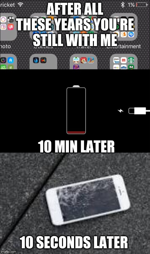 me with phones | AFTER ALL THESE YEARS YOU'RE STILL WITH ME; 10 MIN LATER; 10 SECONDS LATER | image tagged in phone,one percent | made w/ Imgflip meme maker