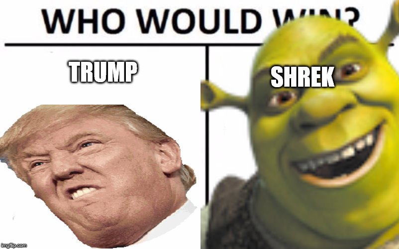 Shrekump | TRUMP; SHREK | image tagged in shrek,who would win | made w/ Imgflip meme maker