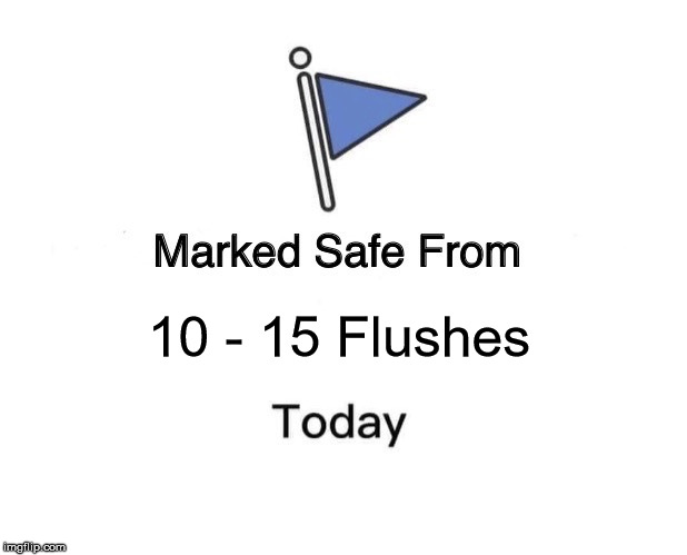 Marked Safe From | 10 - 15 Flushes | image tagged in memes,marked safe from | made w/ Imgflip meme maker