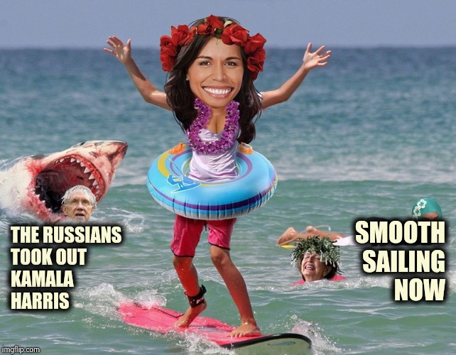 Gabbard , Tulsi Gabbard , shaken , not stirred | SMOOTH
SAILING
NOW; THE RUSSIANS
TOOK OUT
KAMALA
HARRIS | image tagged in secret service,007,the russians did it,kamala harris,goodbye | made w/ Imgflip meme maker