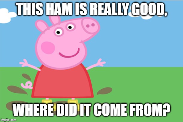 Pepa | THIS HAM IS REALLY GOOD, WHERE DID IT COME FROM? | image tagged in pepa | made w/ Imgflip meme maker