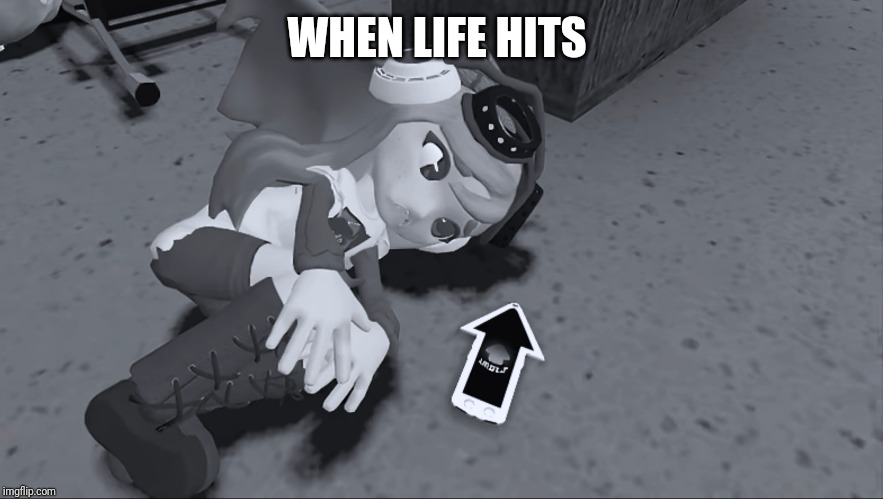 Meggy depression | WHEN LIFE HITS | image tagged in meggy depression | made w/ Imgflip meme maker