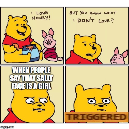 XD | WHEN PEOPLE SAY THAT SALLY FACE IS A GIRL | image tagged in memes,funny | made w/ Imgflip meme maker