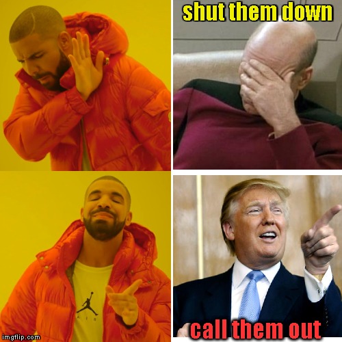 Drake Hotline Bling Meme | shut them down call them out | image tagged in memes,drake hotline bling | made w/ Imgflip meme maker