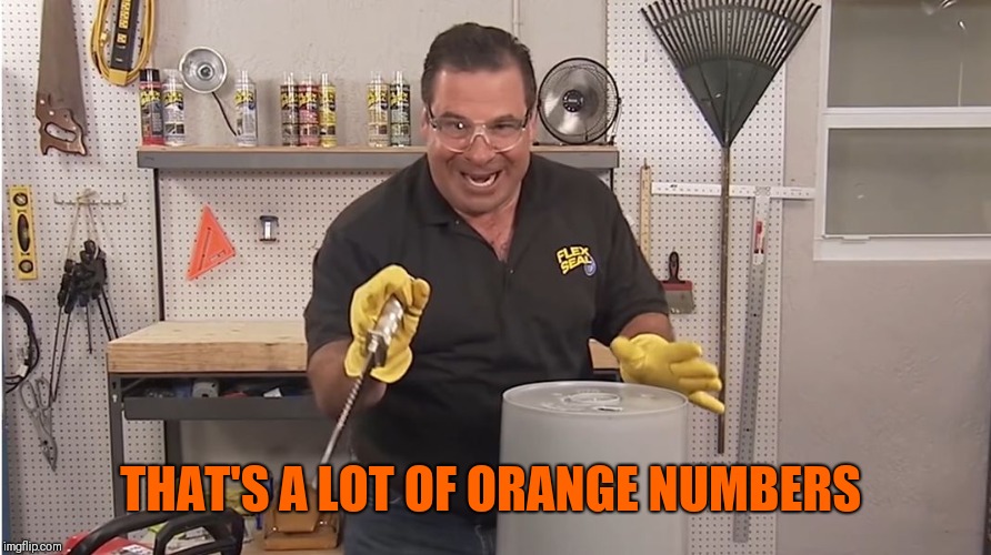 Phil Swift That's A Lotta Damage (Flex Tape/Seal) | THAT'S A LOT OF ORANGE NUMBERS | image tagged in phil swift that's a lotta damage flex tape/seal | made w/ Imgflip meme maker