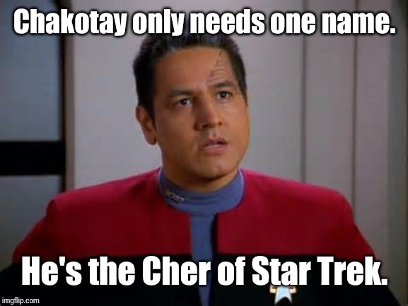 Chakotay | Chakotay only needs one name. He's the Cher of Star Trek. | image tagged in star trek,memes | made w/ Imgflip meme maker