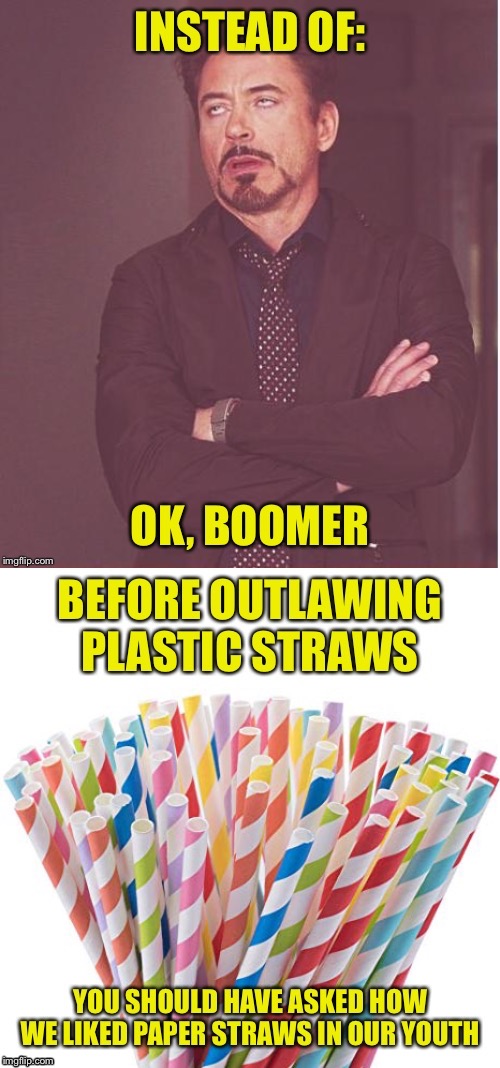 The Last Straw | image tagged in paper,plastic,straws,boomer | made w/ Imgflip meme maker