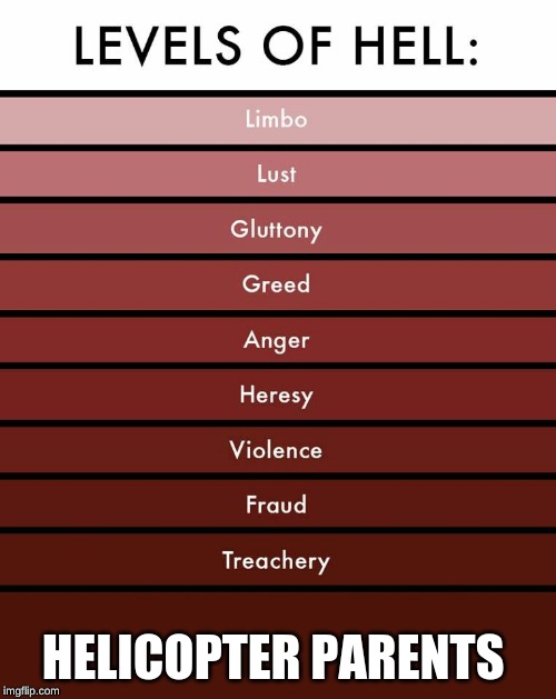 Levels of hell | HELICOPTER PARENTS | image tagged in levels of hell | made w/ Imgflip meme maker