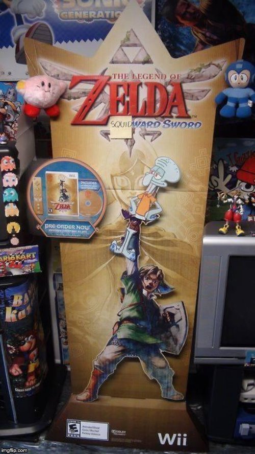 The Legend of Zelda: Squidward Sword | image tagged in the legend of zelda,squidward,gaming | made w/ Imgflip meme maker