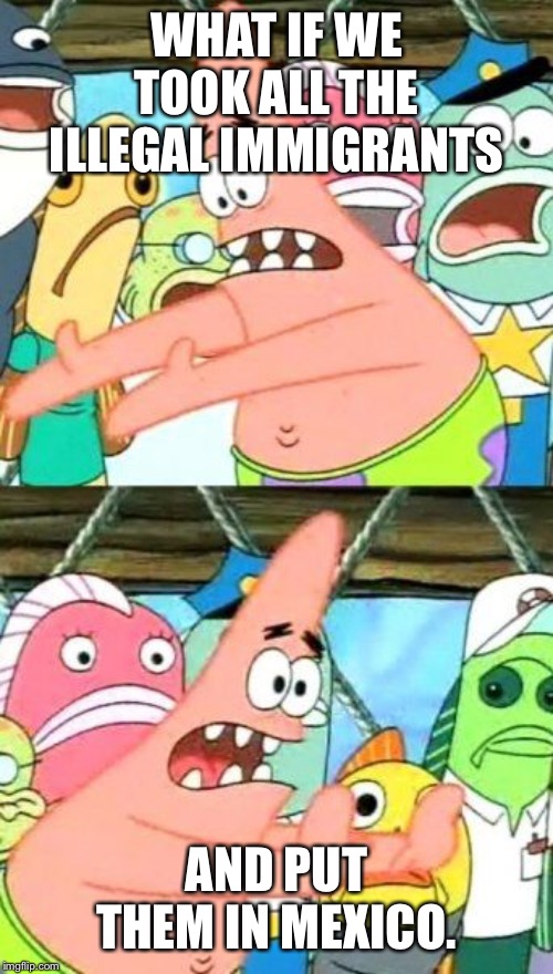 Put It Somewhere Else Patrick Meme | WHAT IF WE TOOK ALL THE ILLEGAL IMMIGRANTS; AND PUT THEM IN MEXICO. | image tagged in memes,put it somewhere else patrick | made w/ Imgflip meme maker