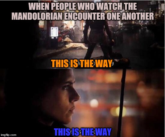 You shouldn't be here, Neither should you | WHEN PEOPLE WHO WATCH THE MANDOLORIAN ENCOUNTER ONE ANOTHER; THIS IS THE WAY; THIS IS THE WAY | image tagged in you shouldn't be here neither should you | made w/ Imgflip meme maker