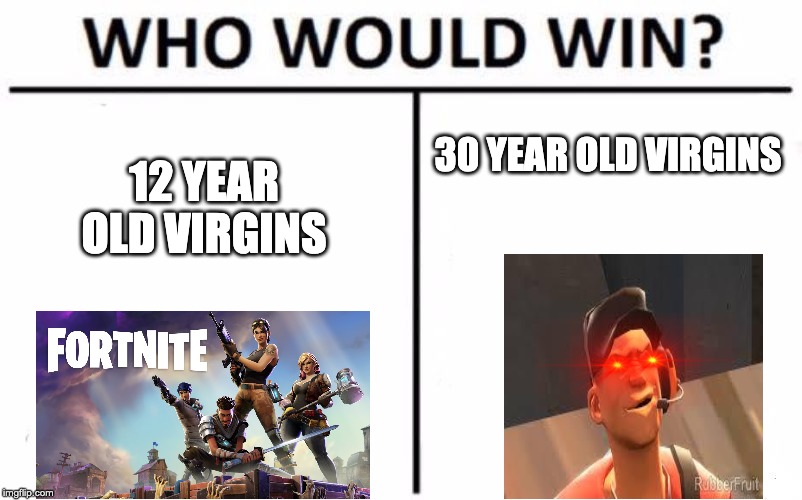 Who Would Win? | 30 YEAR OLD VIRGINS; 12 YEAR OLD VIRGINS | image tagged in memes,who would win | made w/ Imgflip meme maker