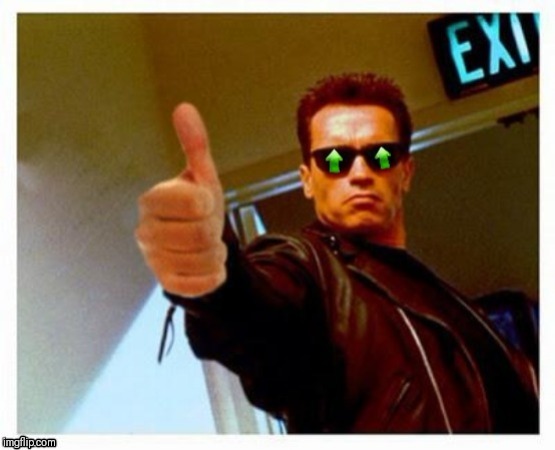 Terminator Thumbs Upvote | image tagged in terminator thumbs upvote | made w/ Imgflip meme maker
