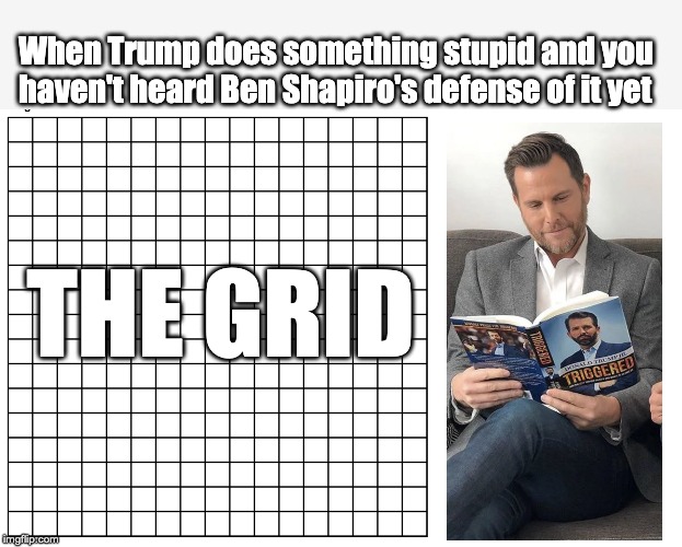Recovery Mode | When Trump does something stupid and you haven't heard Ben Shapiro's defense of it yet; THE GRID | image tagged in ben shapiro,political meme,politics | made w/ Imgflip meme maker