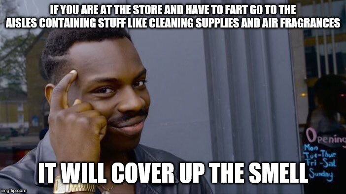 Roll Safe Think About It Meme | IF YOU ARE AT THE STORE AND HAVE TO FART GO TO THE AISLES CONTAINING STUFF LIKE CLEANING SUPPLIES AND AIR FRAGRANCES; IT WILL COVER UP THE SMELL | image tagged in memes,roll safe think about it,grocery store | made w/ Imgflip meme maker