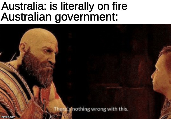 bushfires happen all the time don't worry about it. | Australia: is literally on fire; Australian government: | image tagged in memes,wildfires,bushfires,australia,meanwhile in australia | made w/ Imgflip meme maker