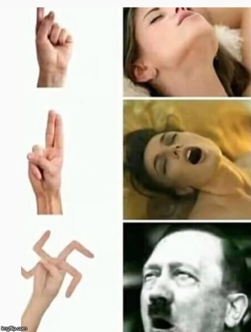 epic fingering skills | image tagged in nsfw,hitler,orgasm | made w/ Imgflip meme maker