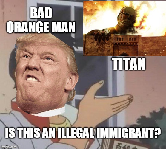 BAD ORANGE MAN TITAN IS THIS AN ILLEGAL IMMIGRANT? | made w/ Imgflip meme maker