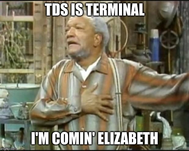 Fred Sanford | TDS IS TERMINAL I'M COMIN' ELIZABETH | image tagged in fred sanford | made w/ Imgflip meme maker