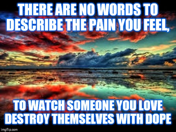 scenic | THERE ARE NO WORDS TO DESCRIBE THE PAIN YOU FEEL, TO WATCH SOMEONE YOU LOVE DESTROY THEMSELVES WITH DOPE | image tagged in scenic | made w/ Imgflip meme maker