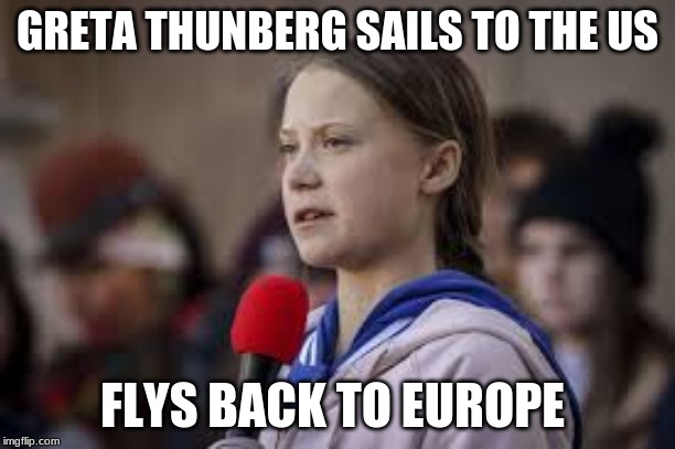 greta in the sky | GRETA THUNBERG SAILS TO THE US; FLYS BACK TO EUROPE | image tagged in memes,liar,fun | made w/ Imgflip meme maker