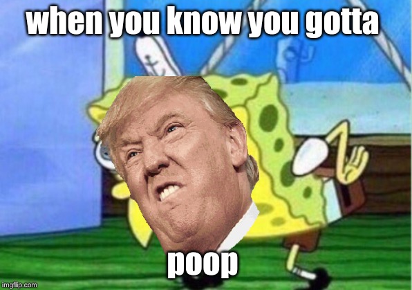 Mocking Spongebob | when you know you gotta; poop | image tagged in memes,mocking spongebob | made w/ Imgflip meme maker