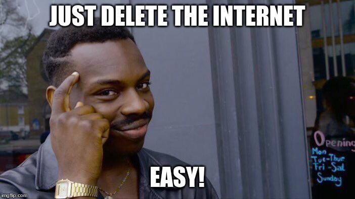 Roll Safe Think About It Meme | JUST DELETE THE INTERNET EASY! | image tagged in memes,roll safe think about it | made w/ Imgflip meme maker