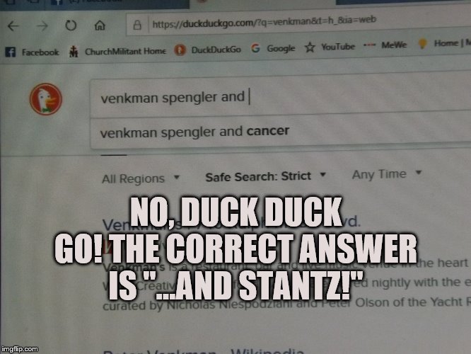 NO, DUCK DUCK GO! THE CORRECT ANSWER IS "...AND STANTZ!" | image tagged in ghostbusters 2020,duck duck go,internet fail | made w/ Imgflip meme maker