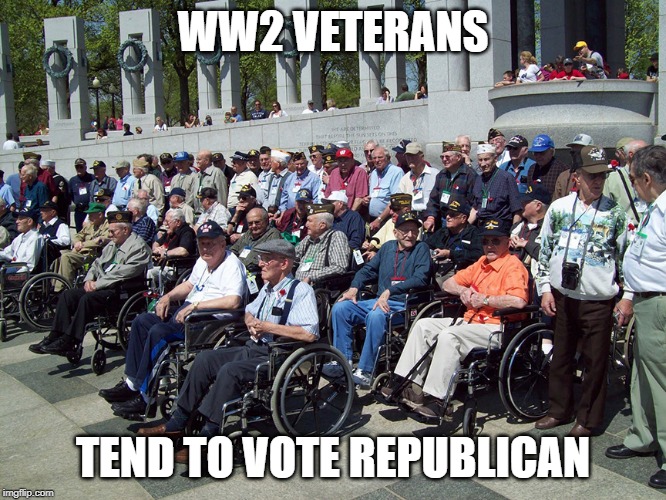 WW2 Veterans | WW2 VETERANS TEND TO VOTE REPUBLICAN | image tagged in ww2 veterans | made w/ Imgflip meme maker