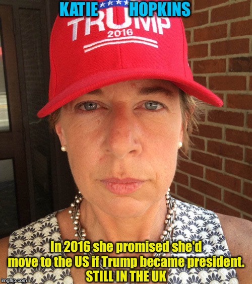Broke her promise | image tagged in katie hopkins | made w/ Imgflip meme maker