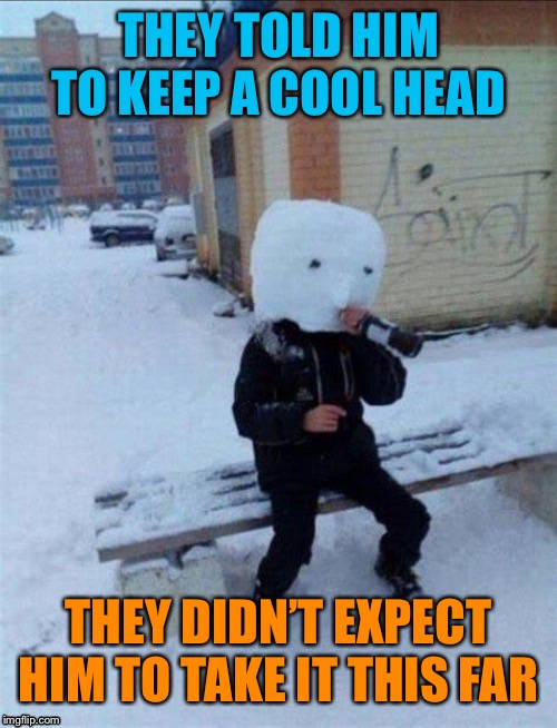 THEY TOLD HIM TO KEEP A COOL HEAD THEY DIDN’T EXPECT HIM TO TAKE IT THIS FAR | made w/ Imgflip meme maker