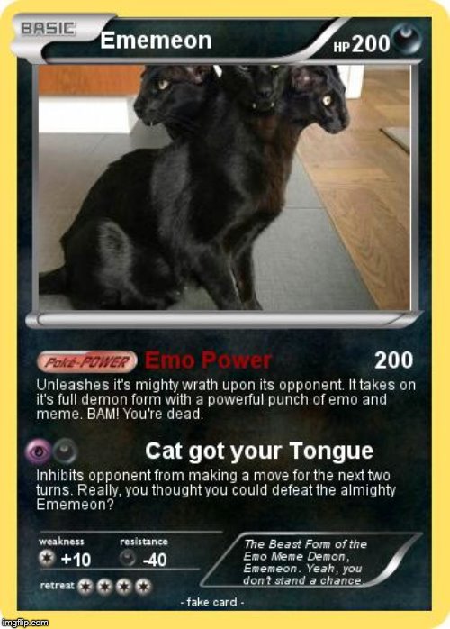 Beast Mode Ememeon Card | image tagged in blank pokemon card,cats,beast mode | made w/ Imgflip meme maker