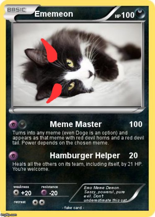 Ememeon card. | image tagged in blank pokemon card,cats | made w/ Imgflip meme maker