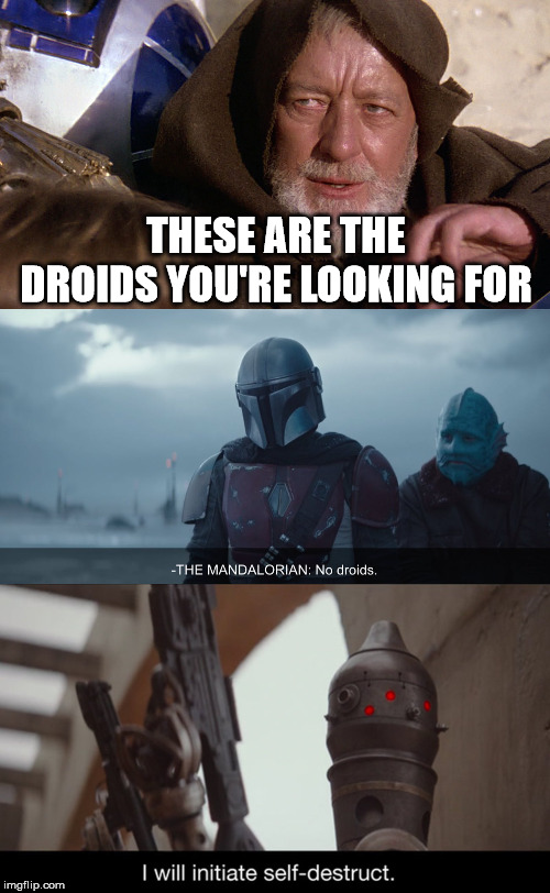 THESE ARE THE DROIDS YOU'RE LOOKING FOR | image tagged in old ben kenobi tatooine,star wars,droids,no droids | made w/ Imgflip meme maker