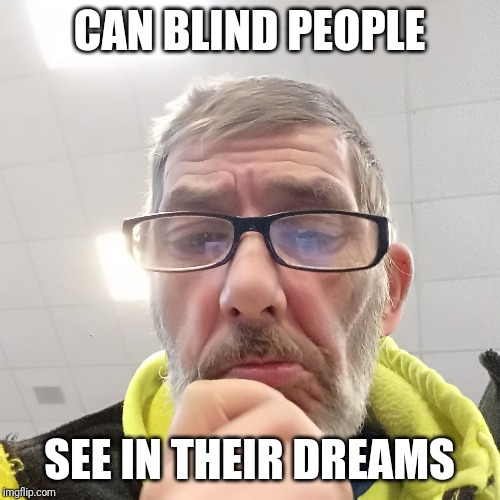 Pondering Bert | CAN BLIND PEOPLE; SEE IN THEIR DREAMS | image tagged in pondering bert | made w/ Imgflip meme maker