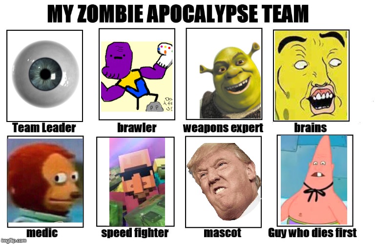 My Zombie Apocalypse Team | image tagged in my zombie apocalypse team | made w/ Imgflip meme maker